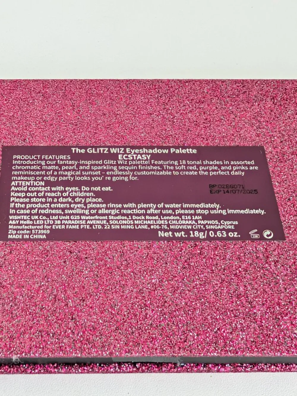 SHEGLAM Glitz Wiz 18 Colour Eyeshadow Palette Ecstasy New